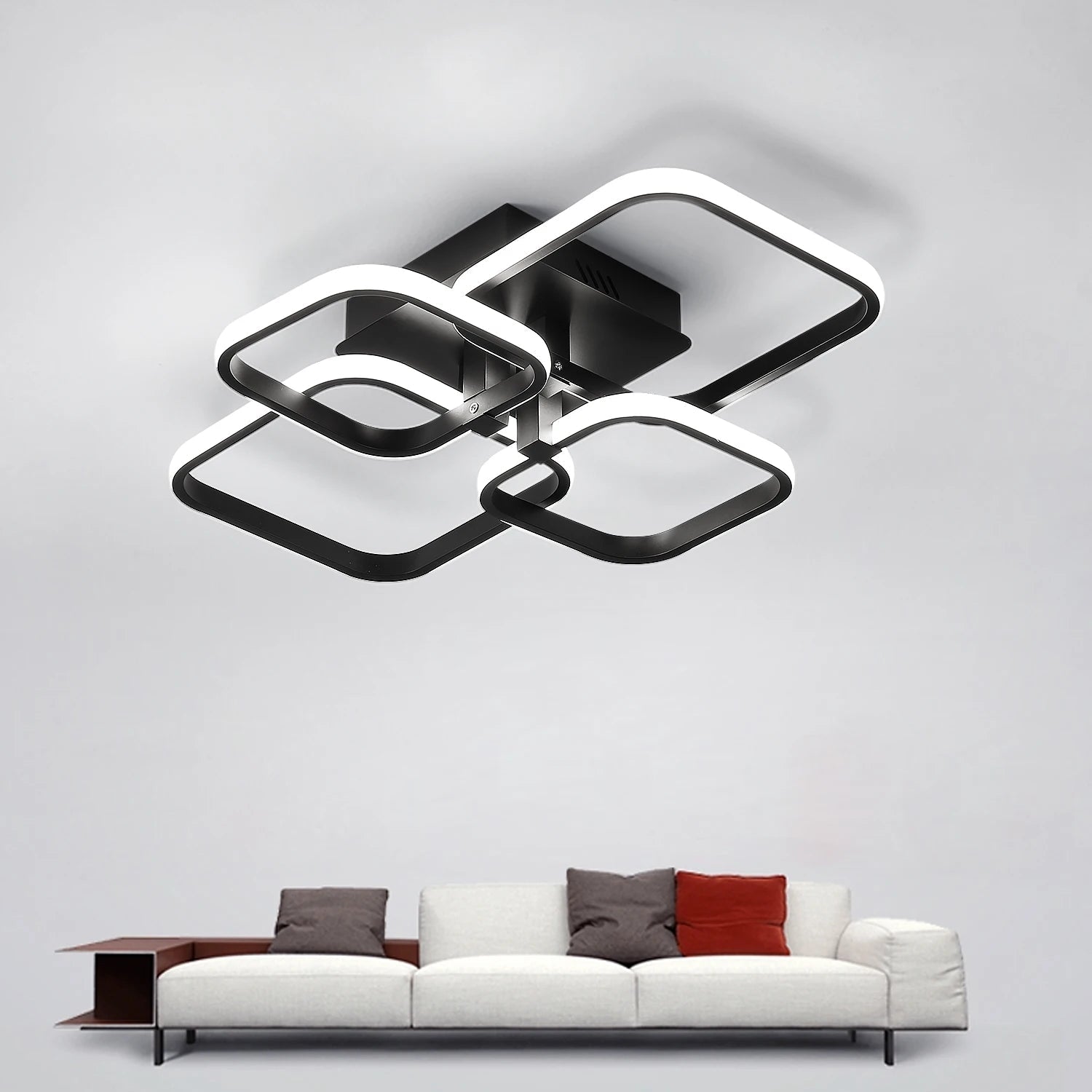 LED Ceiling Light,Modern Square LED Ceiling Lamp,60W Metal Acrylic Indoor Light for Bedroom,Study Room,Cool White Light 6000K - WAREHOUSE SHOP