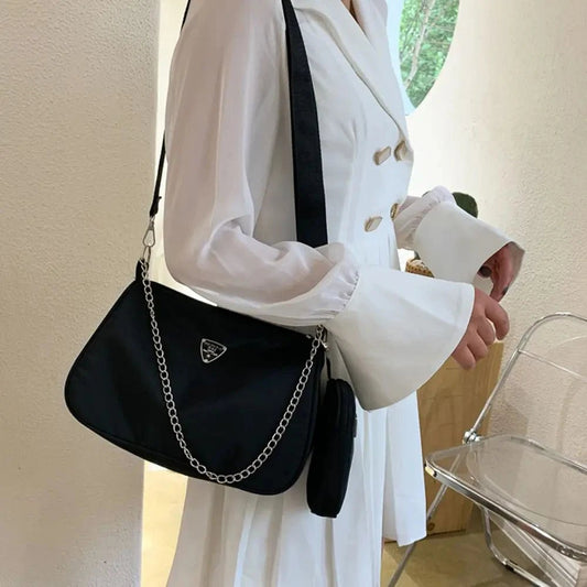 Lightweight and durable nylon crossbody bag for women. Perfect everyday casual bag with a stylish underarm design - WAREHOUSE SHOP