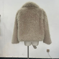 Luxury Faux Fur Jacket. Women's Loose Long - sleeved Coat Toka Fox Fur - WAREHOUSE SHOP