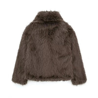 Luxury Faux Fur Jacket. Women's Loose Long - sleeved Coat Toka Fox Fur - WAREHOUSE SHOP