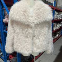 Luxury Faux Fur Jacket. Women's Loose Long - sleeved Coat Toka Fox Fur - WAREHOUSE SHOP
