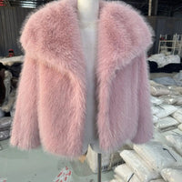 Luxury Faux Fur Jacket. Women's Loose Long - sleeved Coat Toka Fox Fur - WAREHOUSE SHOP