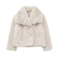 Luxury Faux Fur Jacket. Women's Loose Long - sleeved Coat Toka Fox Fur - WAREHOUSE SHOP