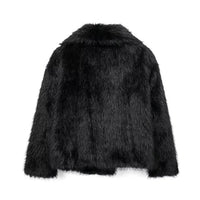 Luxury Faux Fur Jacket. Women's Loose Long - sleeved Coat Toka Fox Fur - WAREHOUSE SHOP