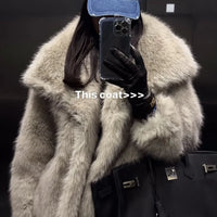 Luxury Faux Fur Jacket. Women's Loose Long - sleeved Coat Toka Fox Fur - WAREHOUSE SHOP