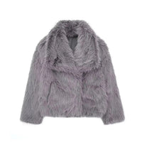 Luxury Faux Fur Jacket. Women's Loose Long - sleeved Coat Toka Fox Fur - WAREHOUSE SHOP