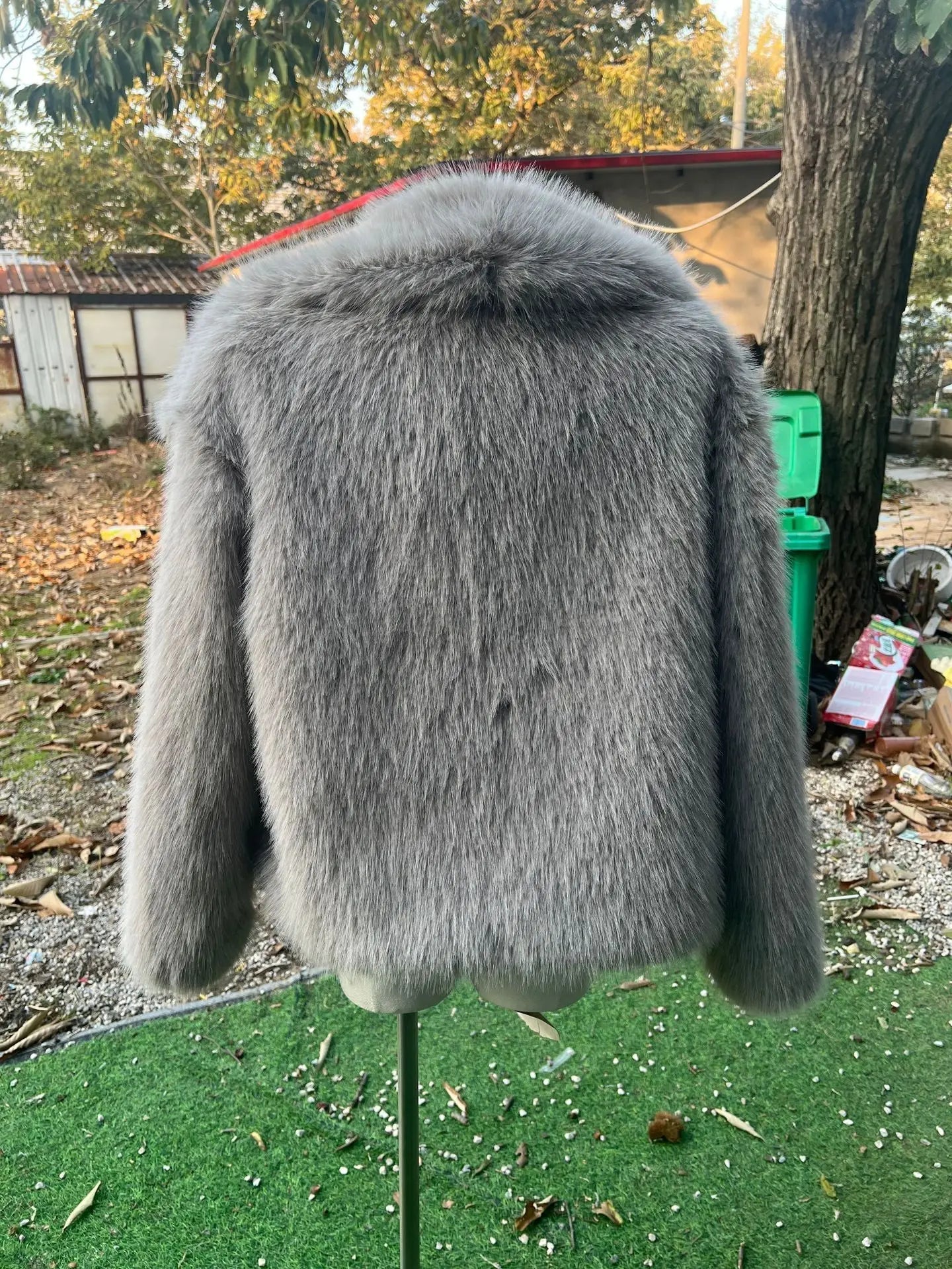 Luxury Faux Fur Jacket. Women's Loose Long - sleeved Coat Toka Fox Fur - WAREHOUSE SHOP