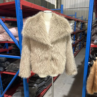 Luxury Faux Fur Jacket. Women's Loose Long - sleeved Coat Toka Fox Fur - WAREHOUSE SHOP