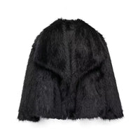 Luxury Faux Fur Jacket. Women's Loose Long - sleeved Coat Toka Fox Fur - WAREHOUSE SHOP
