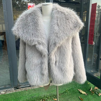 Luxury Faux Fur Jacket. Women's Loose Long - sleeved Coat Toka Fox Fur - WAREHOUSE SHOP