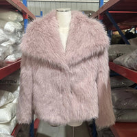 Luxury Faux Fur Jacket. Women's Loose Long - sleeved Coat Toka Fox Fur - WAREHOUSE SHOP