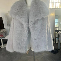 Luxury Faux Fur Jacket. Women's Loose Long - sleeved Coat Toka Fox Fur - WAREHOUSE SHOP