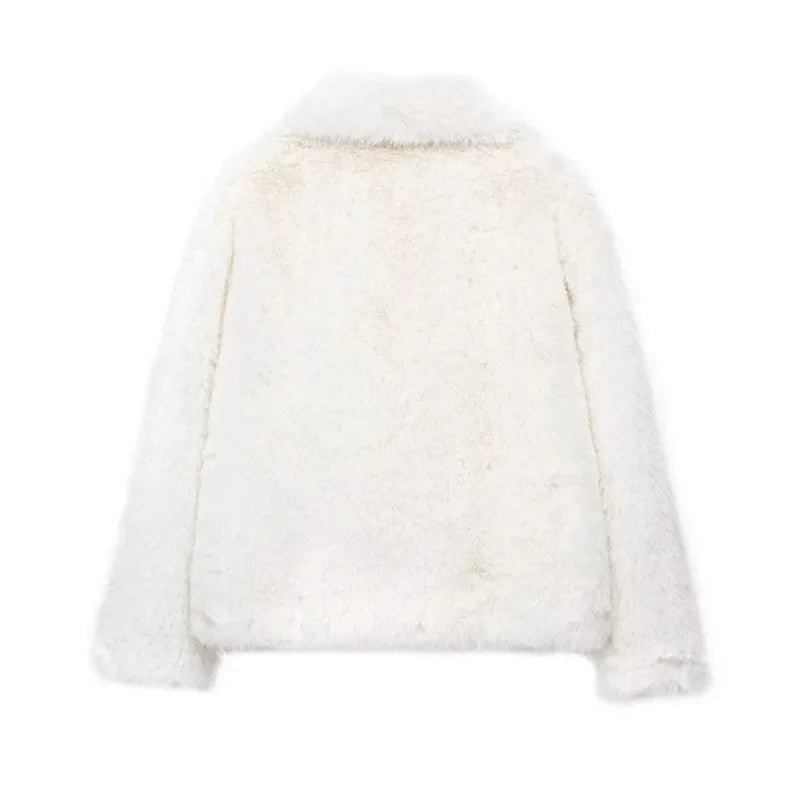 Luxury Faux Fur Jacket. Women's Loose Long - sleeved Coat Toka Fox Fur - WAREHOUSE SHOP