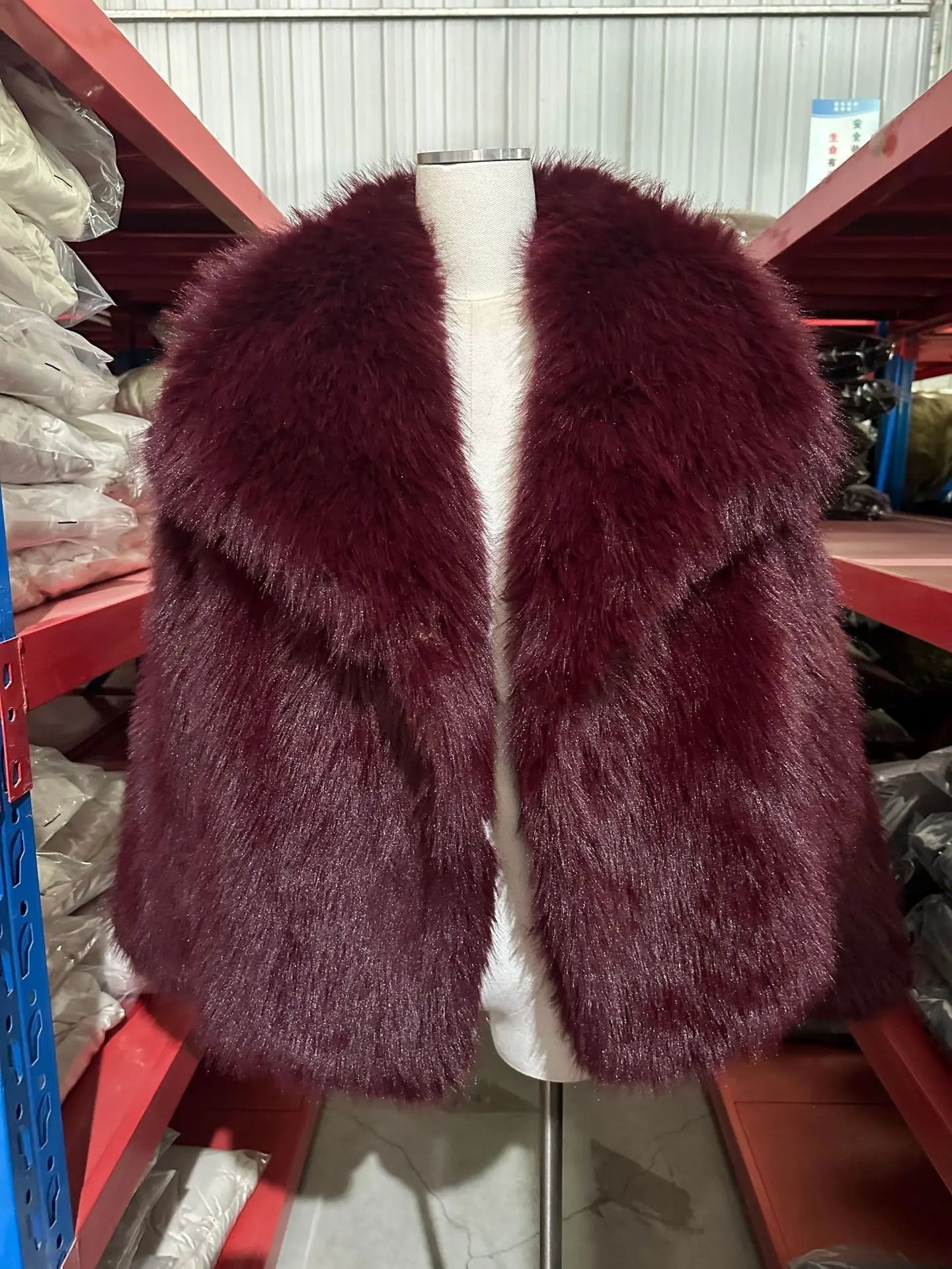 Luxury Faux Fur Jacket. Women's Loose Long - sleeved Coat Toka Fox Fur - WAREHOUSE SHOP