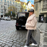 Luxury Faux Fur Jacket. Women's Loose Long - sleeved Coat Toka Fox Fur - WAREHOUSE SHOP