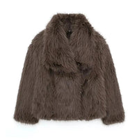Luxury Faux Fur Jacket. Women's Loose Long - sleeved Coat Toka Fox Fur - WAREHOUSE SHOP