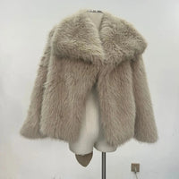 Luxury Faux Fur Jacket. Women's Loose Long - sleeved Coat Toka Fox Fur - WAREHOUSE SHOP