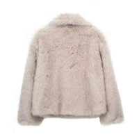 Luxury Faux Fur Jacket. Women's Loose Long - sleeved Coat Toka Fox Fur - WAREHOUSE SHOP