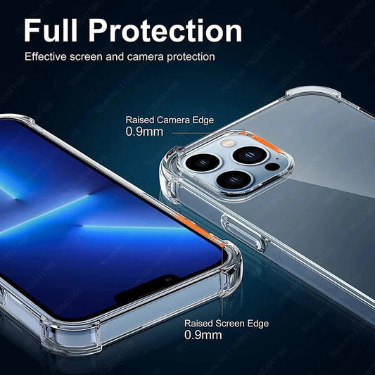 Luxury Shockproof Clear Phone Cases For iPhone 16 15 14 13 12 11 Pro Max 8 Plus XR XS Max Silicone Bumper Transparent Back Cover - WAREHOUSE SHOP