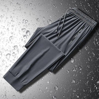 Men Pants Summer Trousers for Men Men's Quick - drying Ice Silk Sport Pants with Zipper Pockets Drawstring for Men for Running - WAREHOUSE SHOP