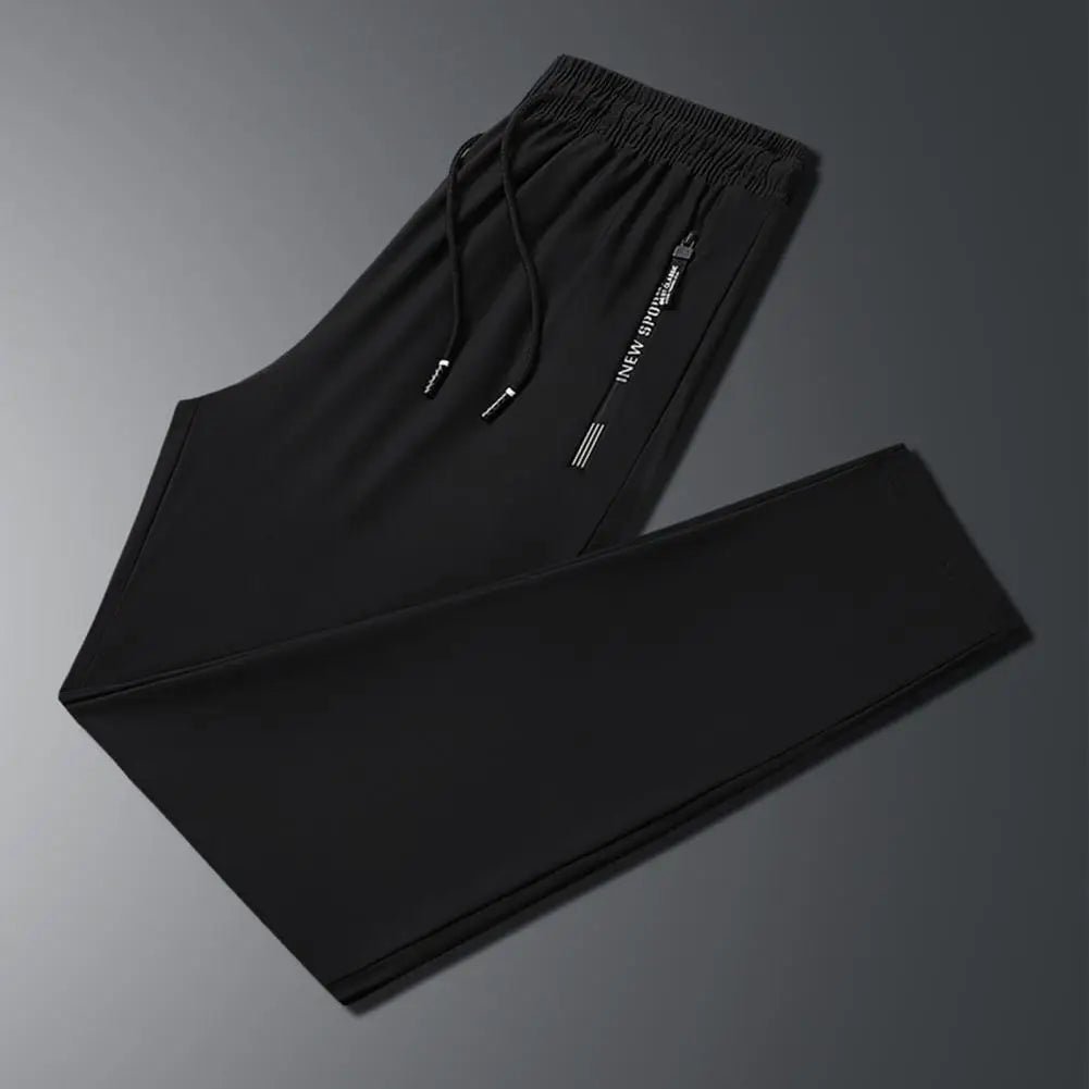 Men Pants Summer Trousers for Men Men's Quick - drying Ice Silk Sport Pants with Zipper Pockets Drawstring for Men for Running - WAREHOUSE SHOP