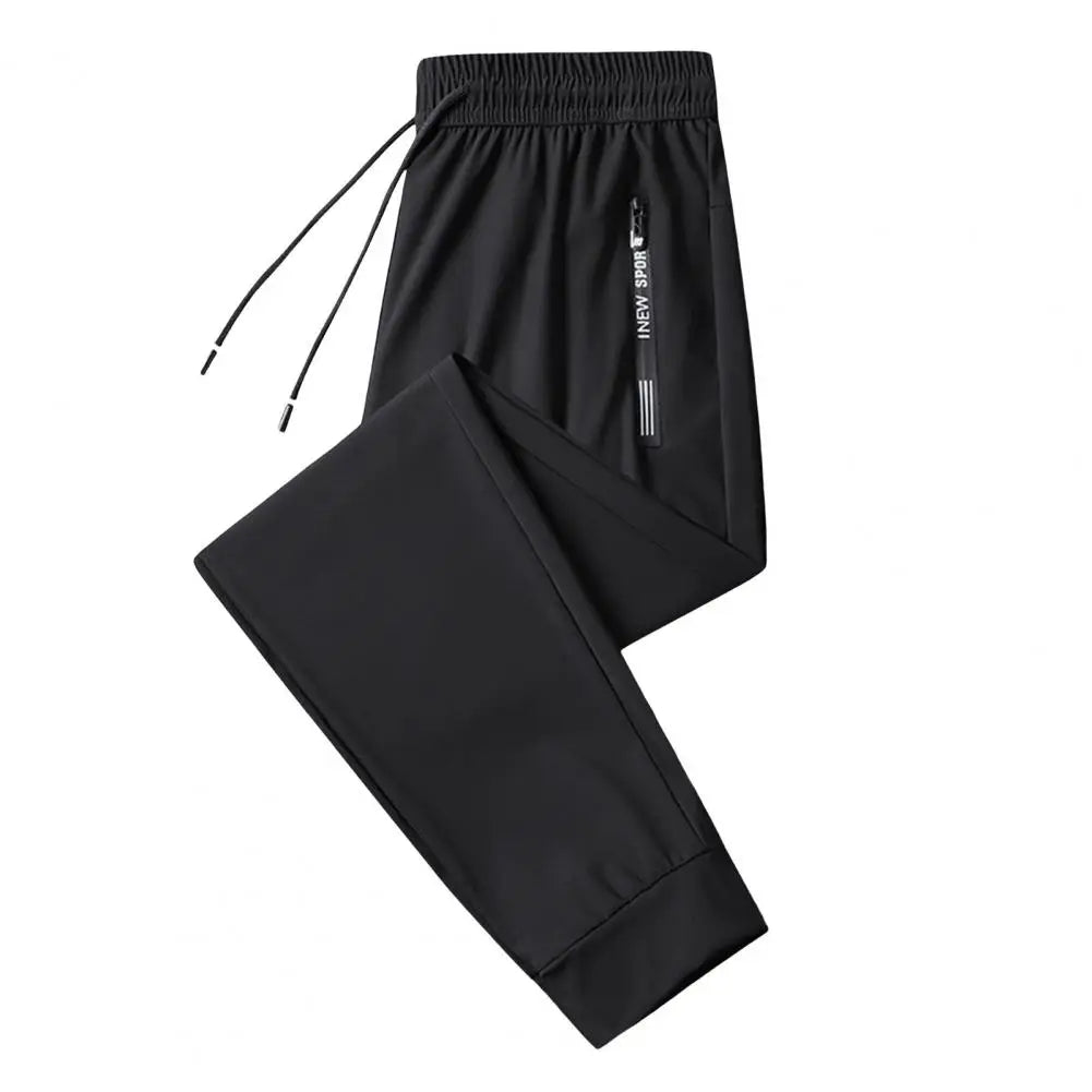 Men Pants Summer Trousers for Men Men's Quick - drying Ice Silk Sport Pants with Zipper Pockets Drawstring for Men for Running - WAREHOUSE SHOP