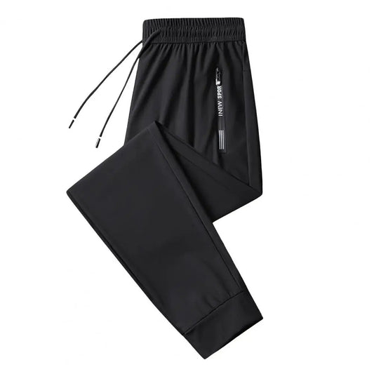 Men Pants Summer Trousers for Men Men's Quick - drying Ice Silk Sport Pants with Zipper Pockets Drawstring for Men for Running - WAREHOUSE SHOP