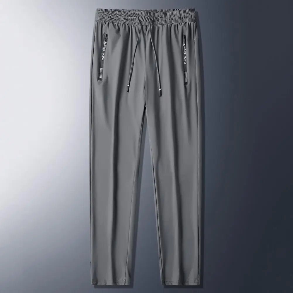 Men Pants Summer Trousers for Men Men's Quick - drying Ice Silk Sport Pants with Zipper Pockets Drawstring for Men for Running - WAREHOUSE SHOP
