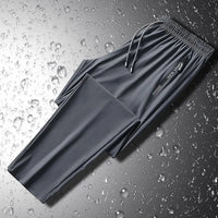 Men Pants Summer Trousers for Men Men's Quick - drying Ice Silk Sport Pants with Zipper Pockets Drawstring for Men for Running - WAREHOUSE SHOP