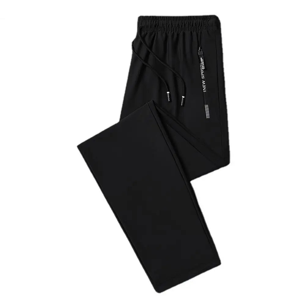 Men Pants Summer Trousers for Men Men's Quick - drying Ice Silk Sport Pants with Zipper Pockets Drawstring for Men for Running - WAREHOUSE SHOP