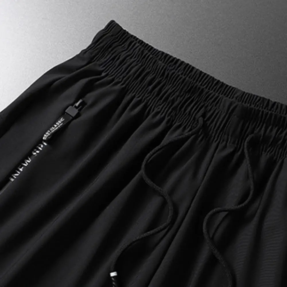 Men Pants Summer Trousers for Men Men's Quick - drying Ice Silk Sport Pants with Zipper Pockets Drawstring for Men for Running - WAREHOUSE SHOP