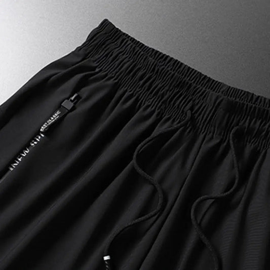 Men Pants Summer Trousers for Men Men's Quick - drying Ice Silk Sport Pants with Zipper Pockets Drawstring for Men for Running - WAREHOUSE SHOP