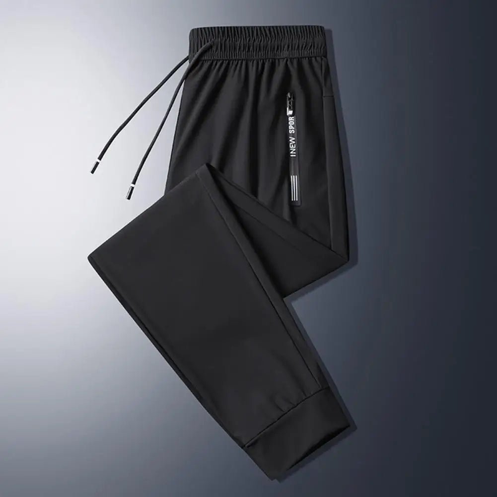 Men Pants Summer Trousers for Men Men's Quick - drying Ice Silk Sport Pants with Zipper Pockets Drawstring for Men for Running - WAREHOUSE SHOP