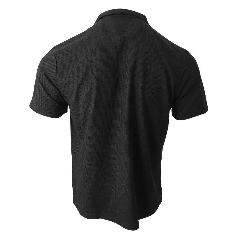 Men Waffle T-shirts Casual Oversized Short Sleeve Solid Color Loose Tee Shirt Tops CBFS - 23087 - C - WAREHOUSE SHOP