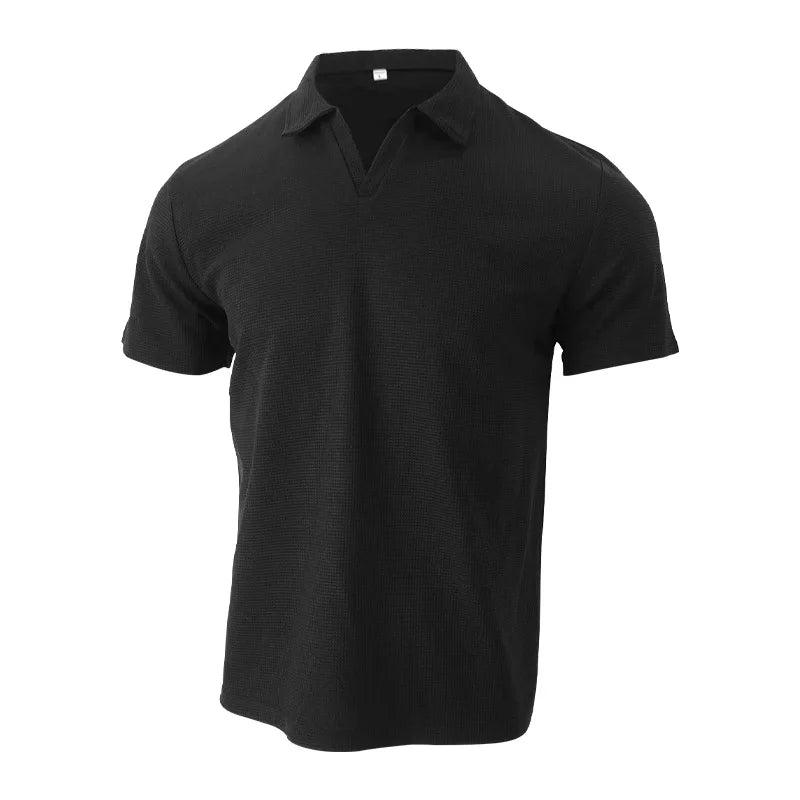 Men Waffle T-shirts Casual Oversized Short Sleeve Solid Color Loose Tee Shirt Tops CBFS - 23087 - C - WAREHOUSE SHOP