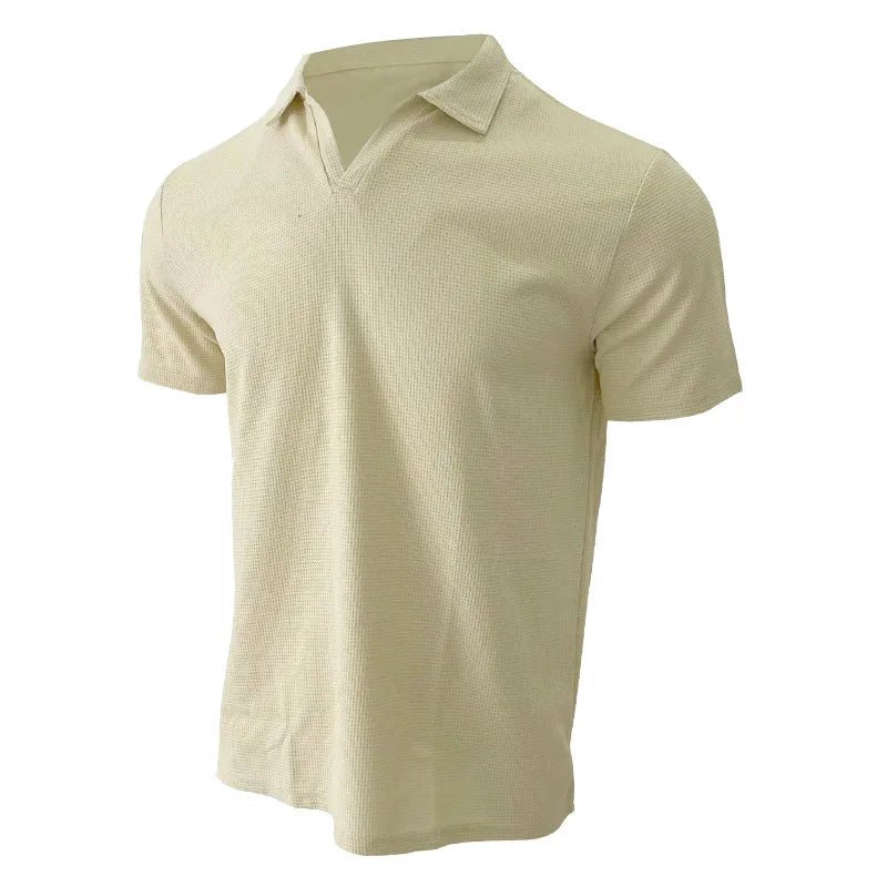 Men Waffle T-shirts Casual Oversized Short Sleeve Solid Color Loose Tee Shirt Tops CBFS - 23087 - C - WAREHOUSE SHOP
