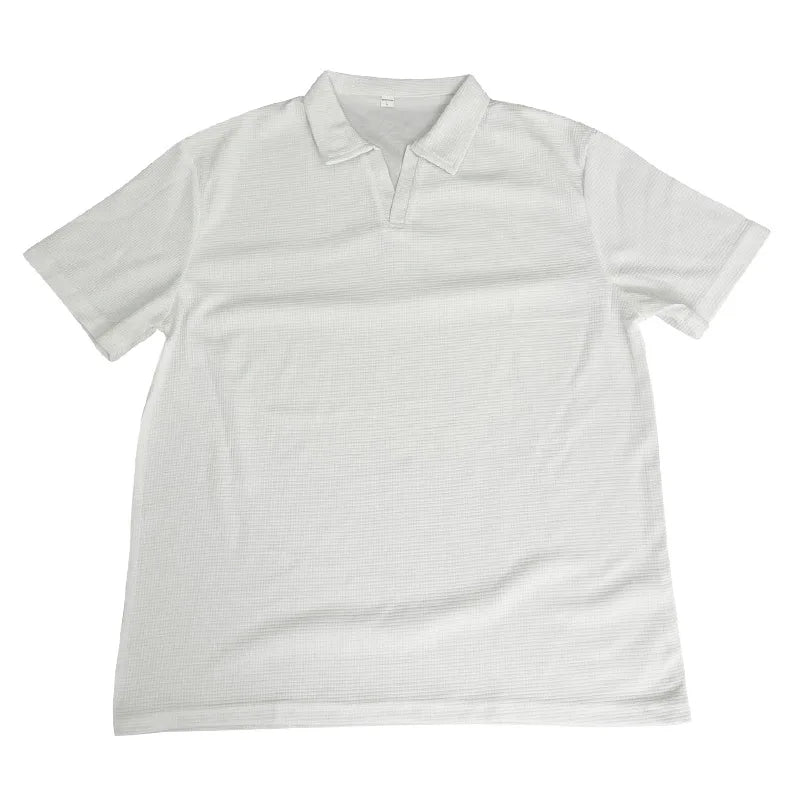 Men Waffle T-shirts Casual Oversized Short Sleeve Solid Color Loose Tee Shirt Tops CBFS - 23087 - C - WAREHOUSE SHOP