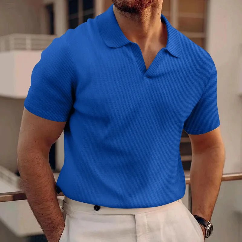 Men Waffle T-shirts Casual Oversized Short Sleeve Solid Color Loose Tee Shirt Tops CBFS - 23087 - C - WAREHOUSE SHOP