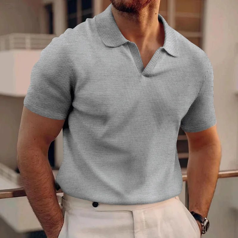 Men Waffle T-shirts Casual Oversized Short Sleeve Solid Color Loose Tee Shirt Tops CBFS - 23087 - C - WAREHOUSE SHOP