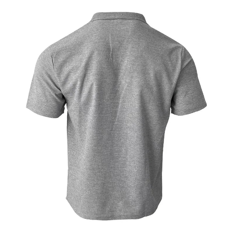 Men Waffle T-shirts Casual Oversized Short Sleeve Solid Color Loose Tee Shirt Tops CBFS - 23087 - C - WAREHOUSE SHOP