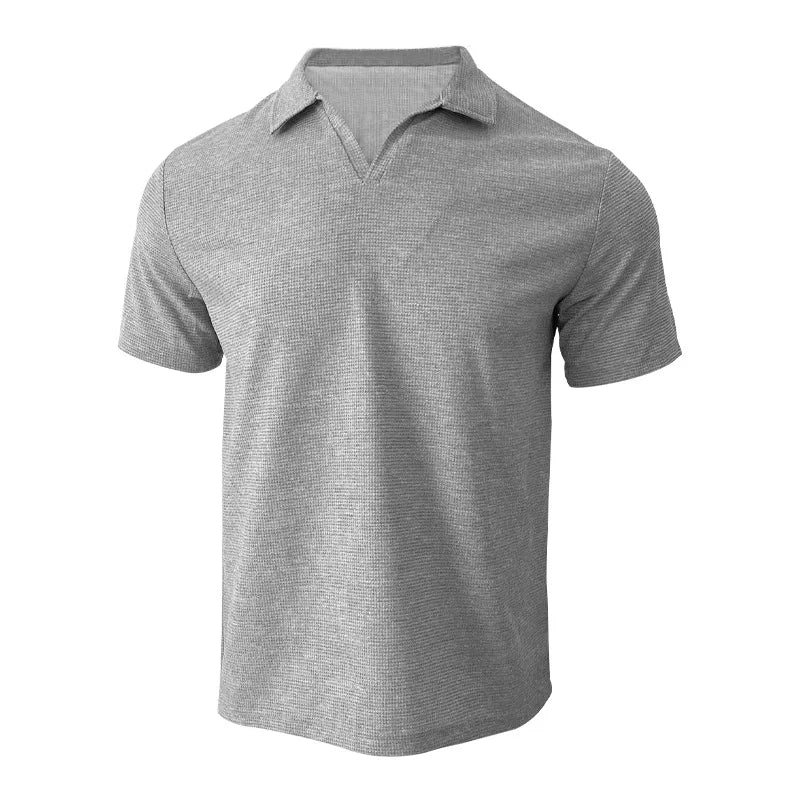 Men Waffle T-shirts Casual Oversized Short Sleeve Solid Color Loose Tee Shirt Tops CBFS - 23087 - C - WAREHOUSE SHOP