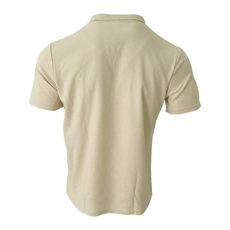 Men Waffle T-shirts Casual Oversized Short Sleeve Solid Color Loose Tee Shirt Tops CBFS - 23087 - C - WAREHOUSE SHOP