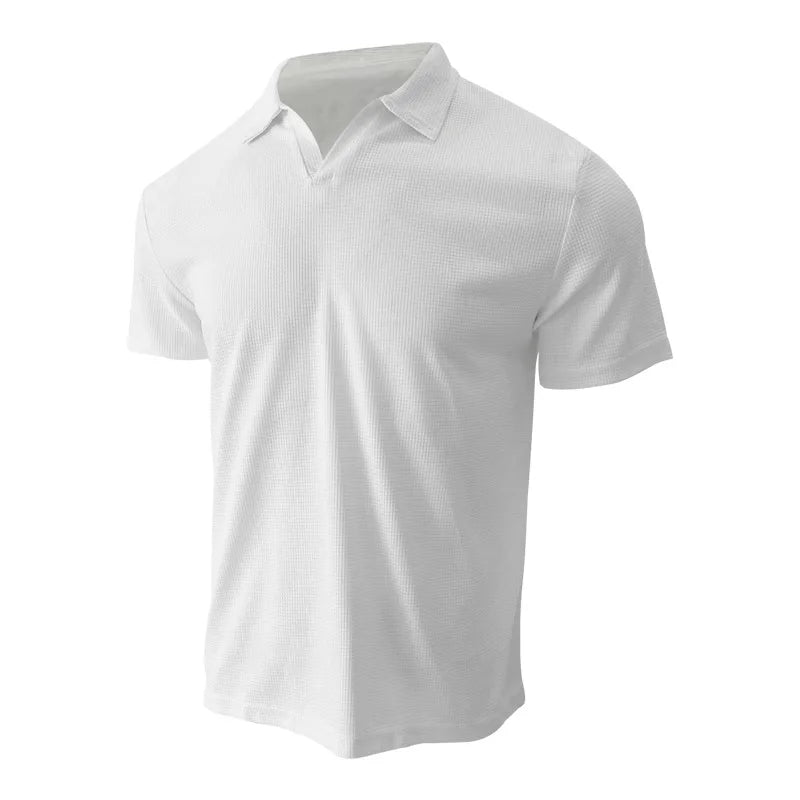 Men Waffle T-shirts Casual Oversized Short Sleeve Solid Color Loose Tee Shirt Tops CBFS - 23087 - C - WAREHOUSE SHOP