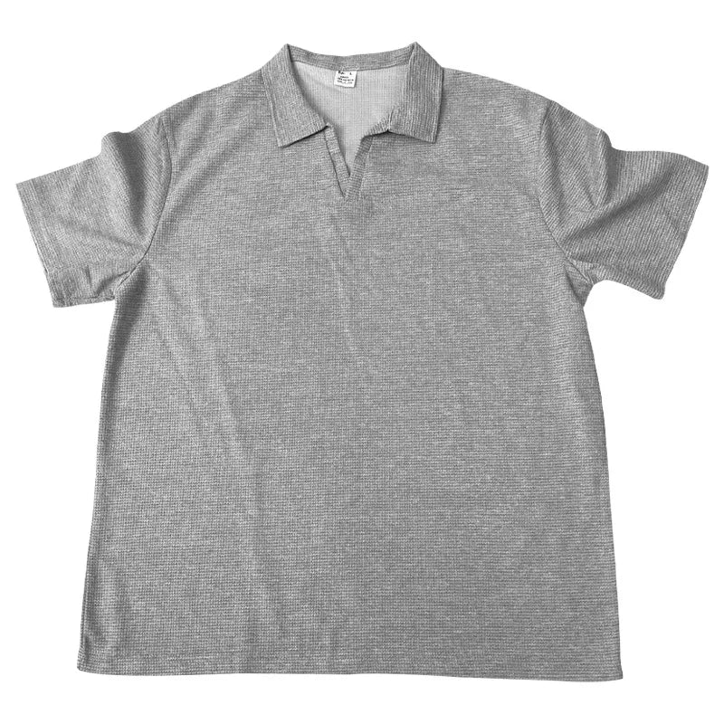 Men Waffle T-shirts Casual Oversized Short Sleeve Solid Color Loose Tee Shirt Tops CBFS - 23087 - C - WAREHOUSE SHOP