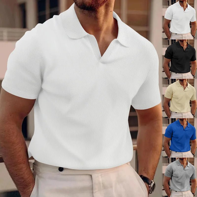 Men Waffle T-shirts Casual Oversized Short Sleeve Solid Color Loose Tee Shirt Tops CBFS - 23087 - C - WAREHOUSE SHOP
