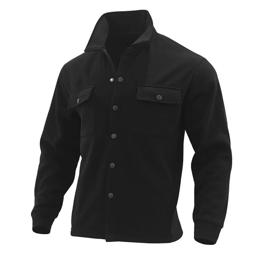 Men’s Autumn & Winter Casual Jacket – Warm Plush Lapel, Slim Single - Breasted Solid Color Fashion Outerwear - WAREHOUSE SHOP