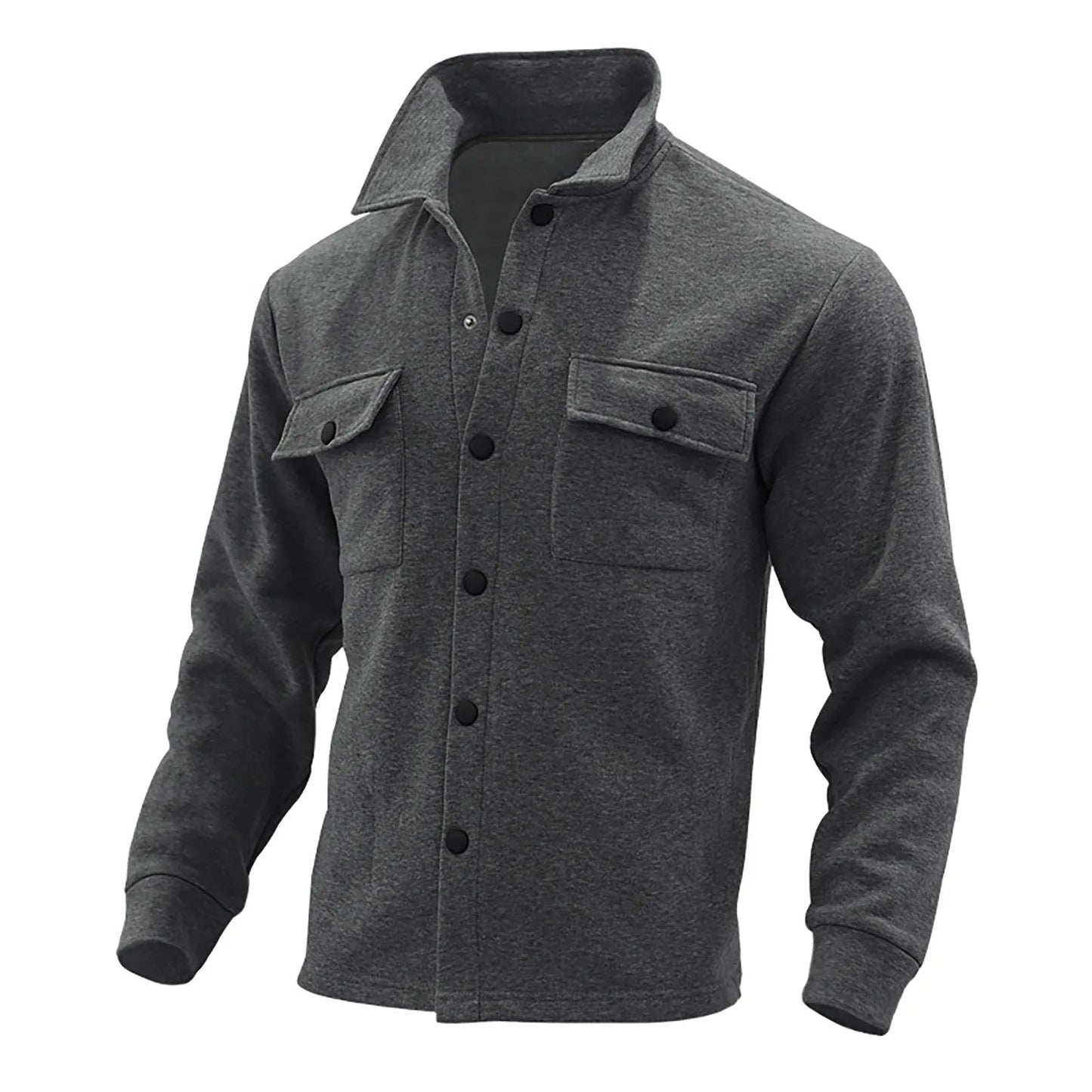 Men’s Autumn & Winter Casual Jacket – Warm Plush Lapel, Slim Single - Breasted Solid Color Fashion Outerwear - WAREHOUSE SHOP