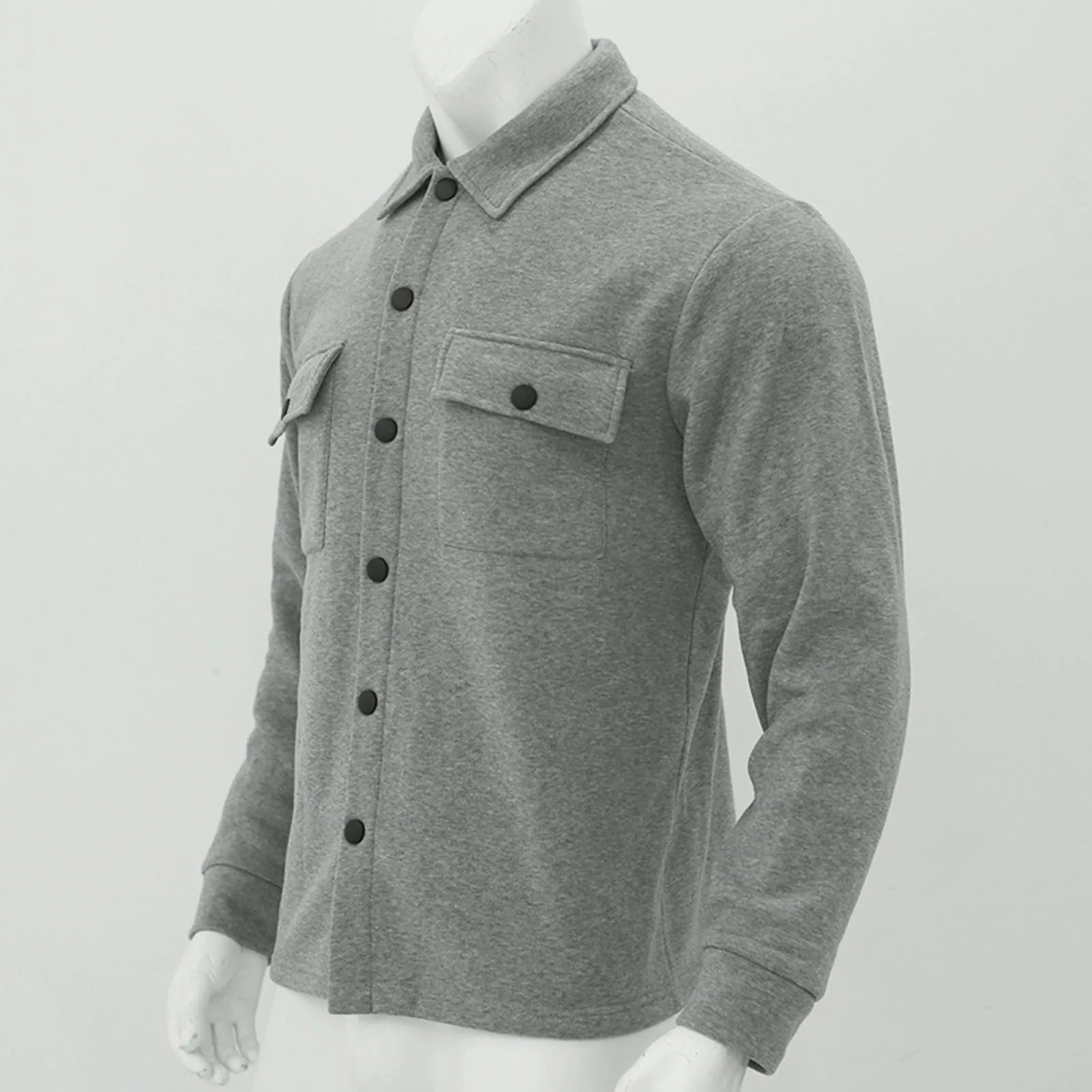 Men’s Autumn & Winter Casual Jacket – Warm Plush Lapel, Slim Single - Breasted Solid Color Fashion Outerwear - WAREHOUSE SHOP