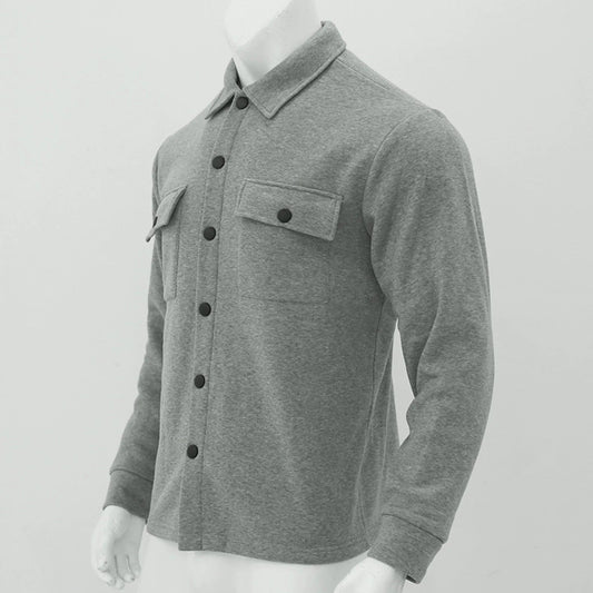 Men’s Autumn & Winter Casual Jacket – Warm Plush Lapel, Slim Single - Breasted Solid Color Fashion Outerwear - WAREHOUSE SHOP