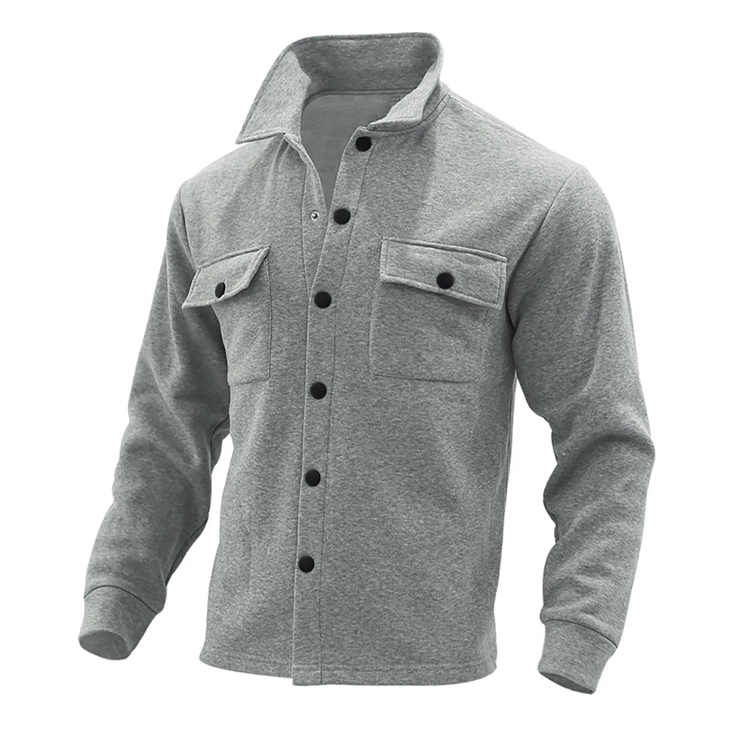 Men’s Autumn & Winter Casual Jacket – Warm Plush Lapel, Slim Single - Breasted Solid Color Fashion Outerwear - WAREHOUSE SHOP